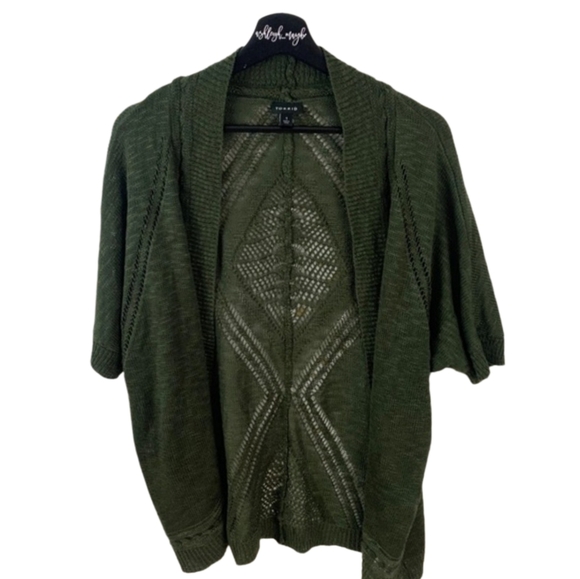 torrid Sweaters - Torrid Olive Green Open Front Short Sleeve Cardigan